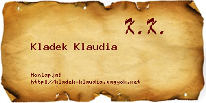 Kladek Klaudia névjegykártya